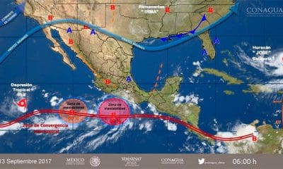 / Imagen que muestra dos zonas de inestabilidad en el Pacífico / smn.cna.gob.mx