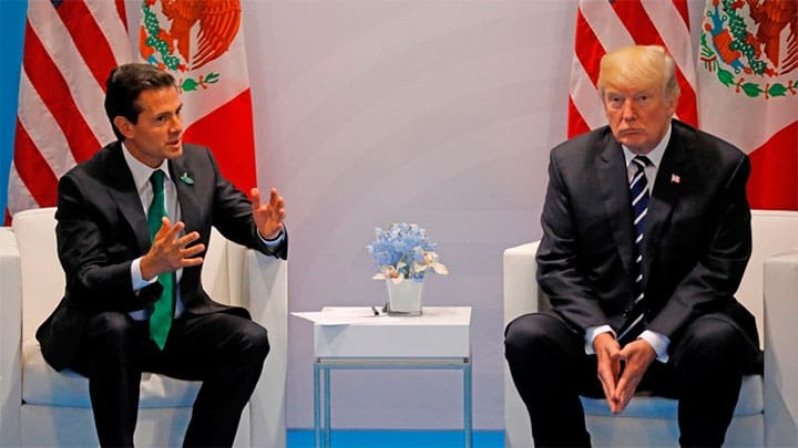 / Los presidentes de EE.UU. y México en un encuentro bilateral durante la reunión del G20 en Hamburgo (Alemania). Julio de 2017. Carlos Barria / Reuters