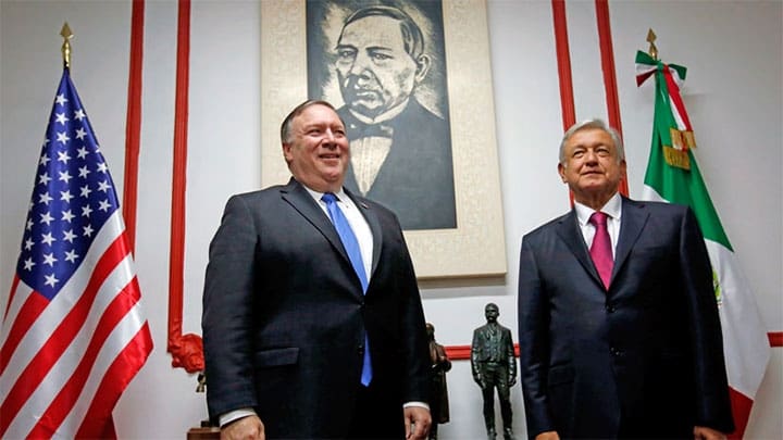 / El secretario de Estado de EE.UU., Mike Pompeo, con el presidente electo de México, López Obrador. Ciudad de México, 13 de julio de 2018. Carlos Jasso / Reuters
