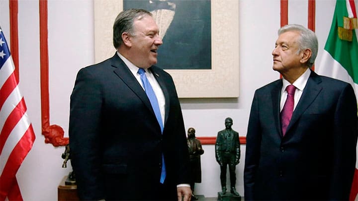 / El Secretario de Estado de EE.UU, Mike Pompeo, y el presidente electo de México, Andrés López Obrador. 13 de julio de 2018. Carlos Jasso / Reuters